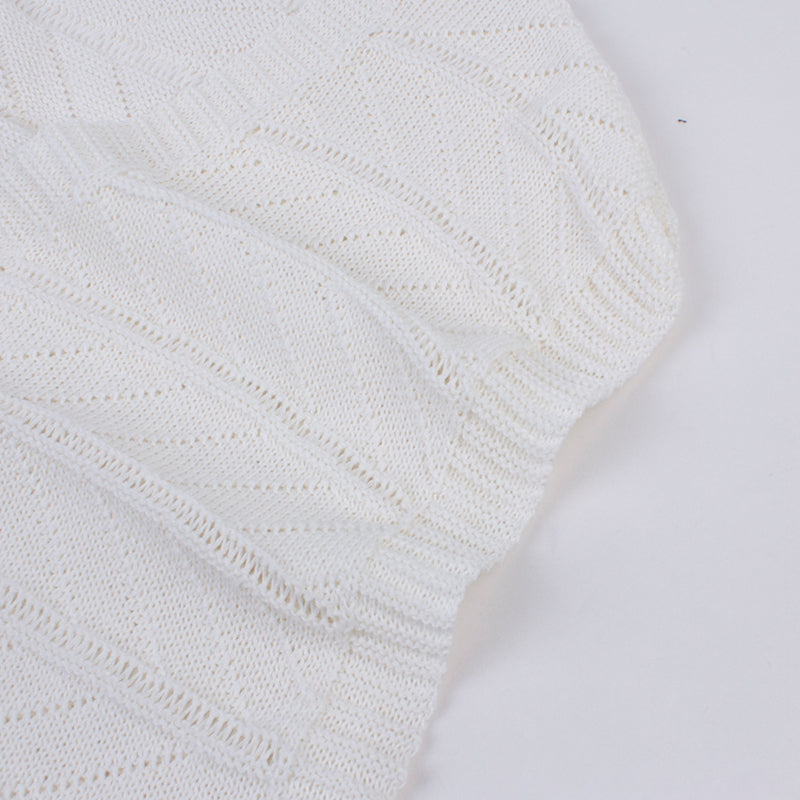 Retro White V-neck Thin Knitted Vest Women Ins Summer