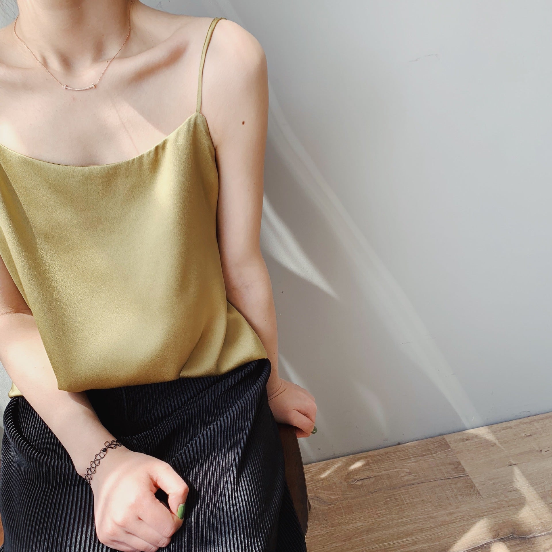 Summer New Inner Wear Single Wear Textured Satin Spaghetti