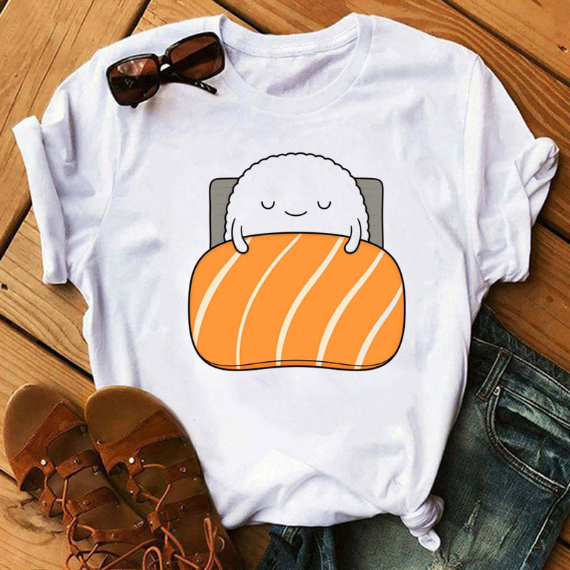 Women Cute Sushi Hug Short Sleeve T-shirts