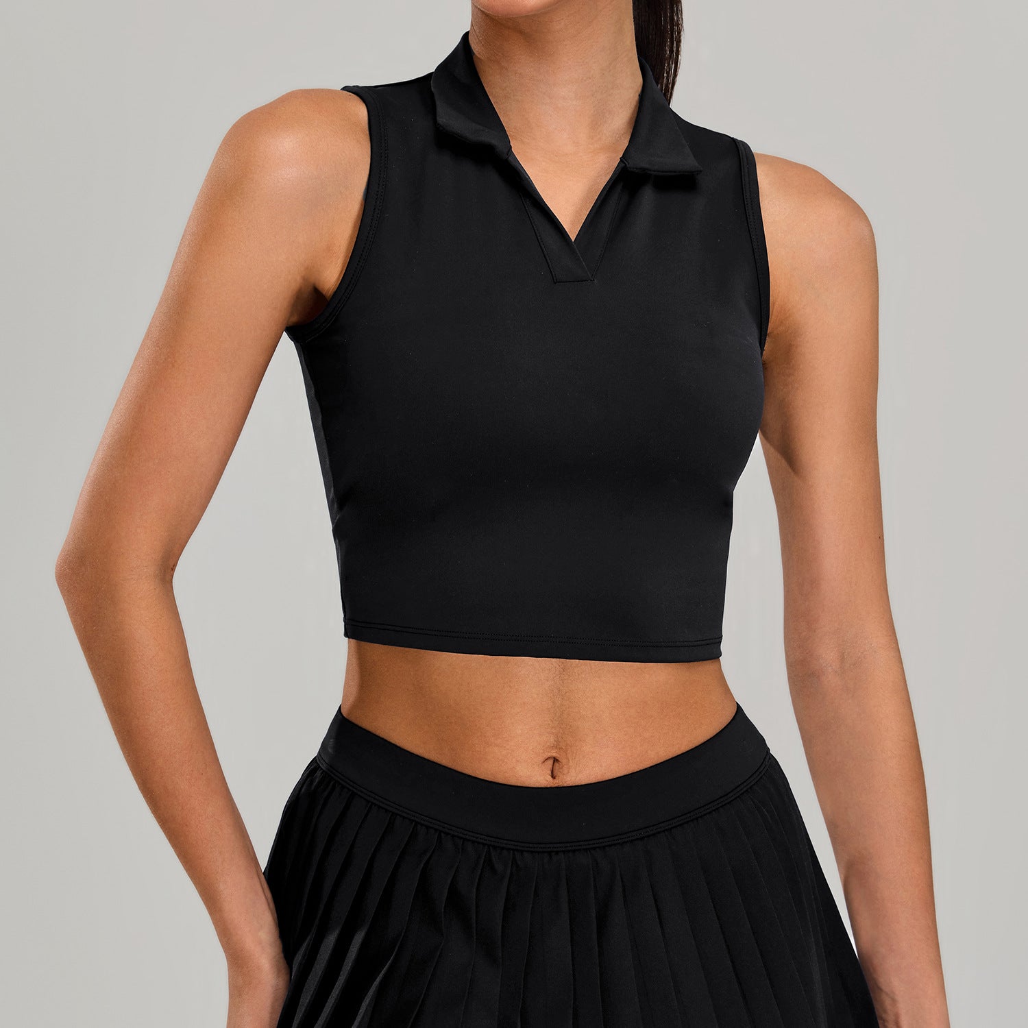 Running Breathable Sleeveless Yoga Vest Lapel Tennis