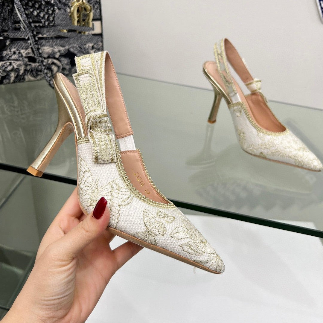 Lace Mesh Pointed Heeled and Flat Sandals