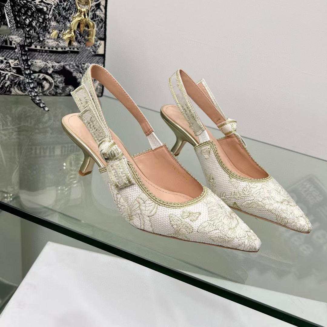 Lace Mesh Pointed Heeled and Flat Sandals