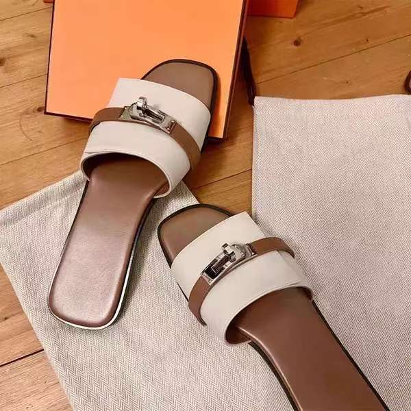 Slip-on Square Toe Flat Sandals