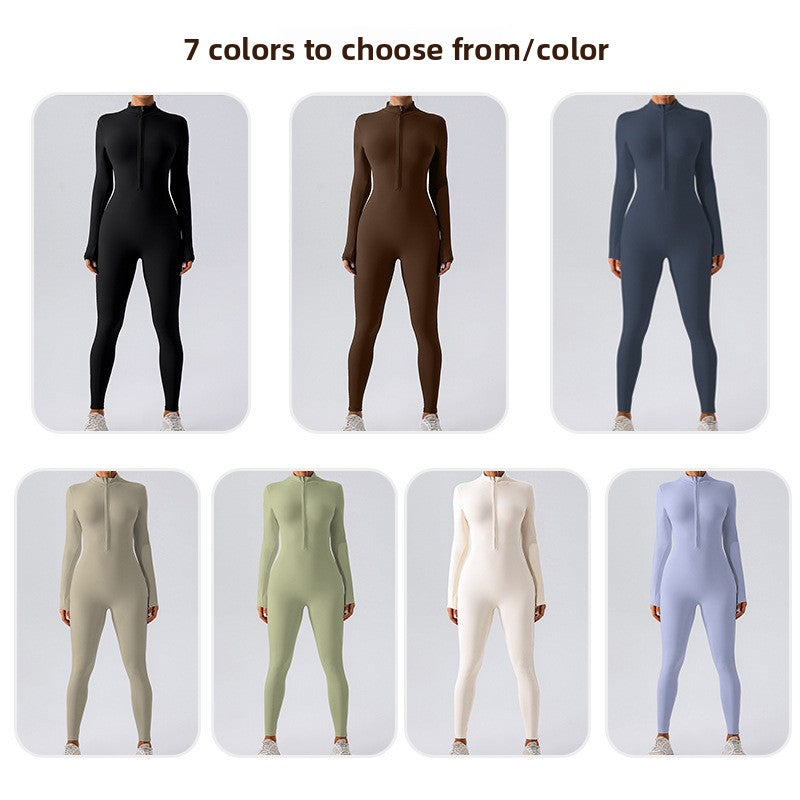 Jumpsuit Stand Collar Long Sleeve
