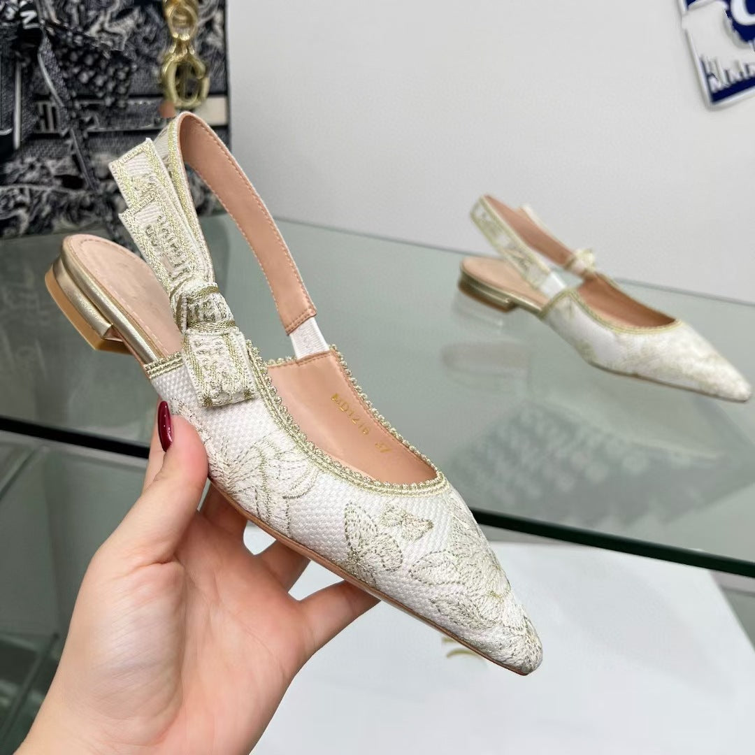 Lace Mesh Pointed Heeled and Flat Sandals